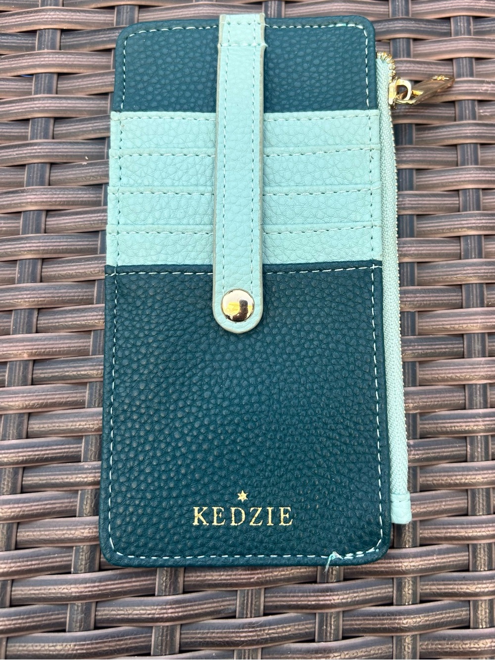 Kedzie Essentials Only Two-Tone Green Card Holder Wallet